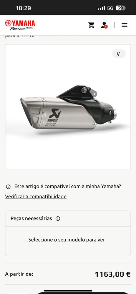 Ponteira Akrapovic Titanium MT-10/R1 gravada a laser para MT-10