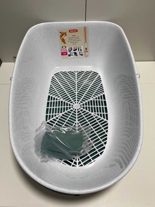 OUTLET Kuweta przesiewowa z sitkiem FURBA Brązowo-zielona 59x39x22cm