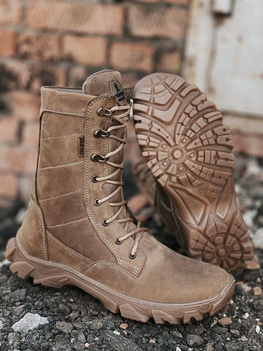 Берці зимові чоловічі шкіряні на хутрі EVO Spartan 36-46р Койот Чорні