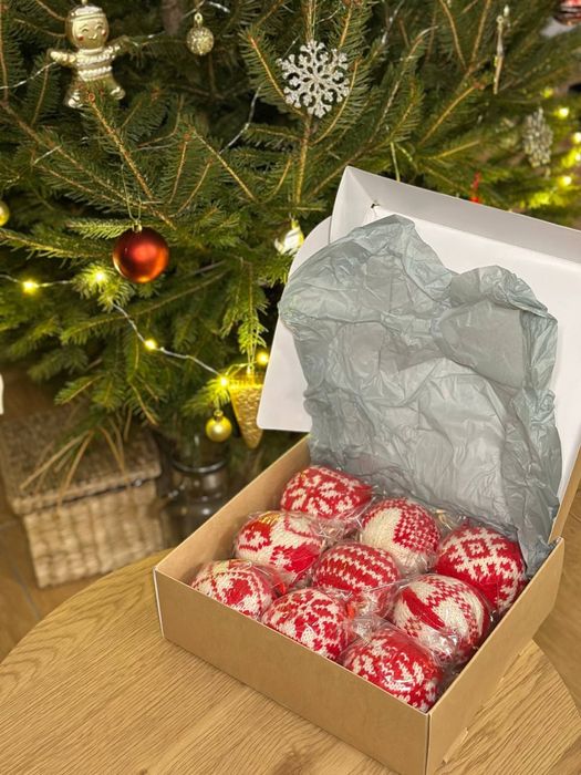 Новорічні прикраси кульки іграшки на ялинку ялинкові  кулі вʼязані, шт