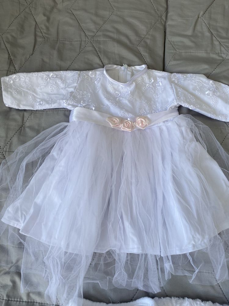 Sukieneczka biała do chrztu rozmiar 62cm-68 cm