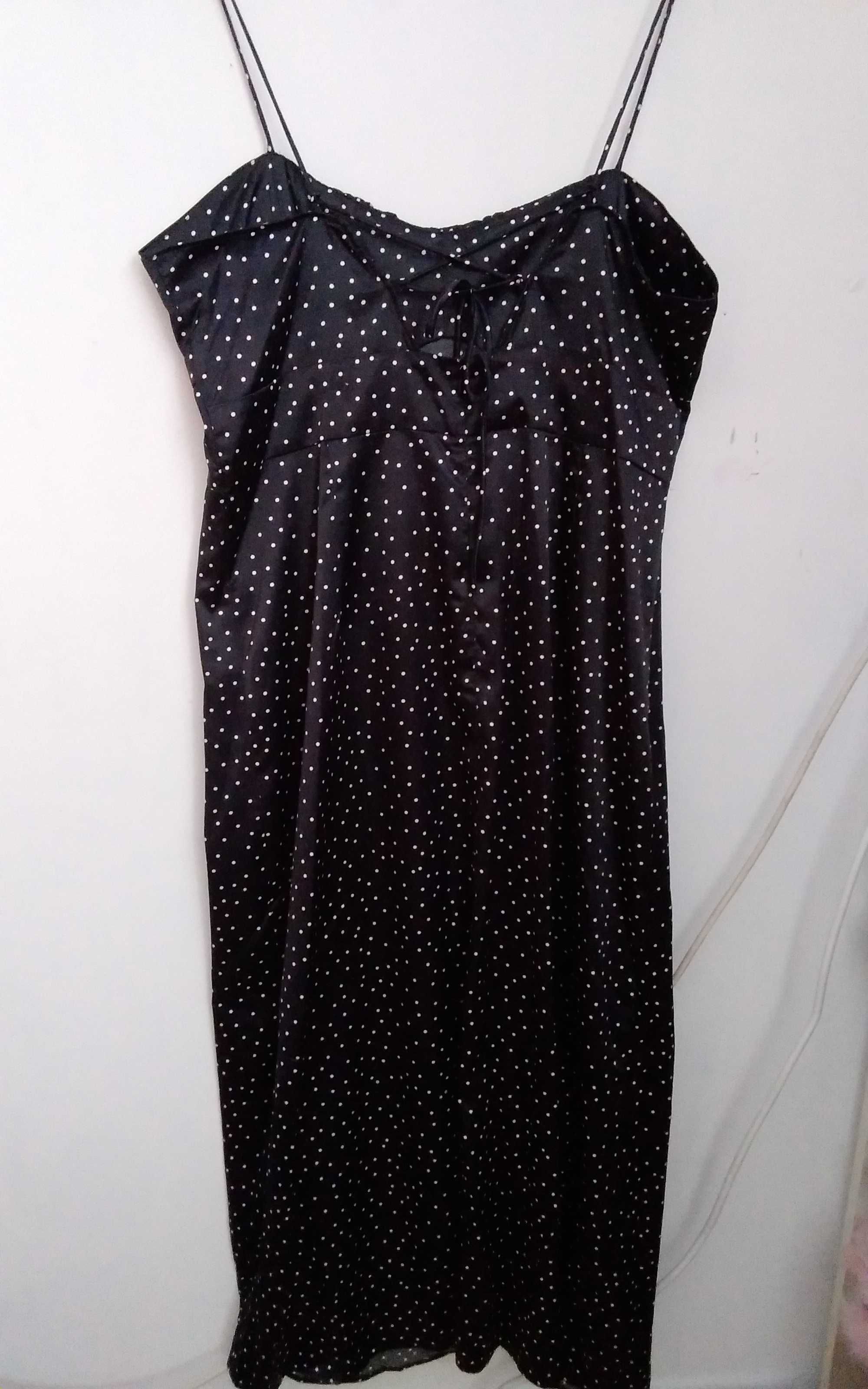 Vestido de alças, estampado bolinhas, tamanho XL Zara
