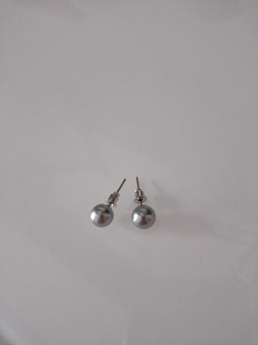 Kolczyki wkręcane kulki srebrne, wkrętki