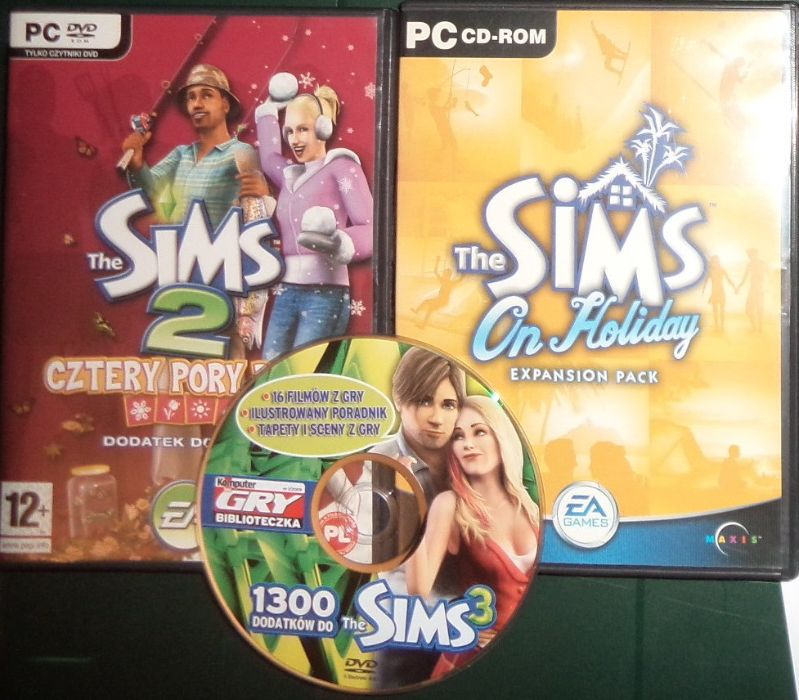 5x PC CD DVD BOX gra Sims + dodatki, Sims 2 3 4 pory roku