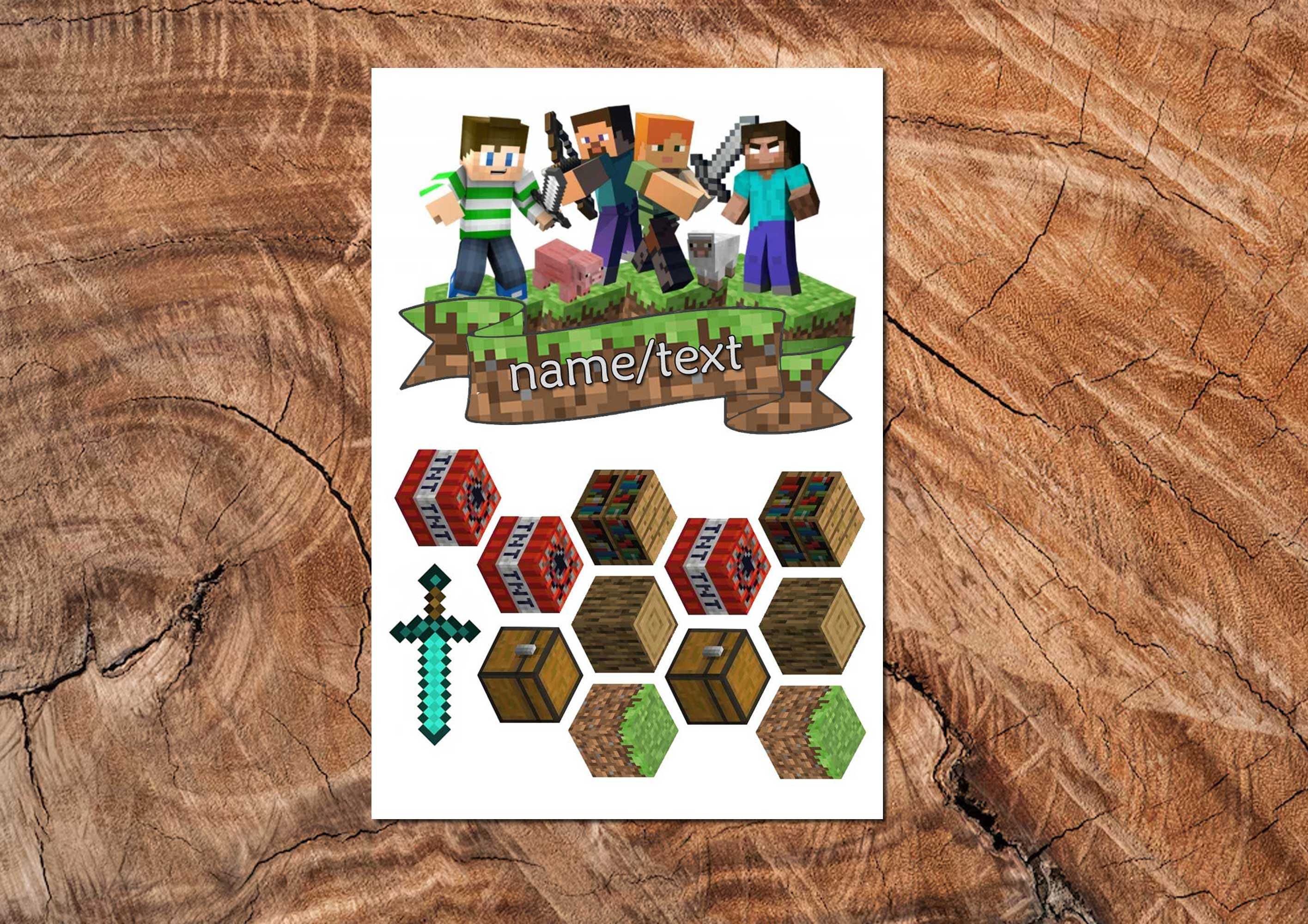 Wydruk cukrowy na tort A5 toper jak minecraft