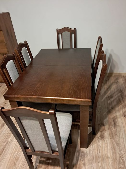 Stół rozkładany i krzesła 6 szt