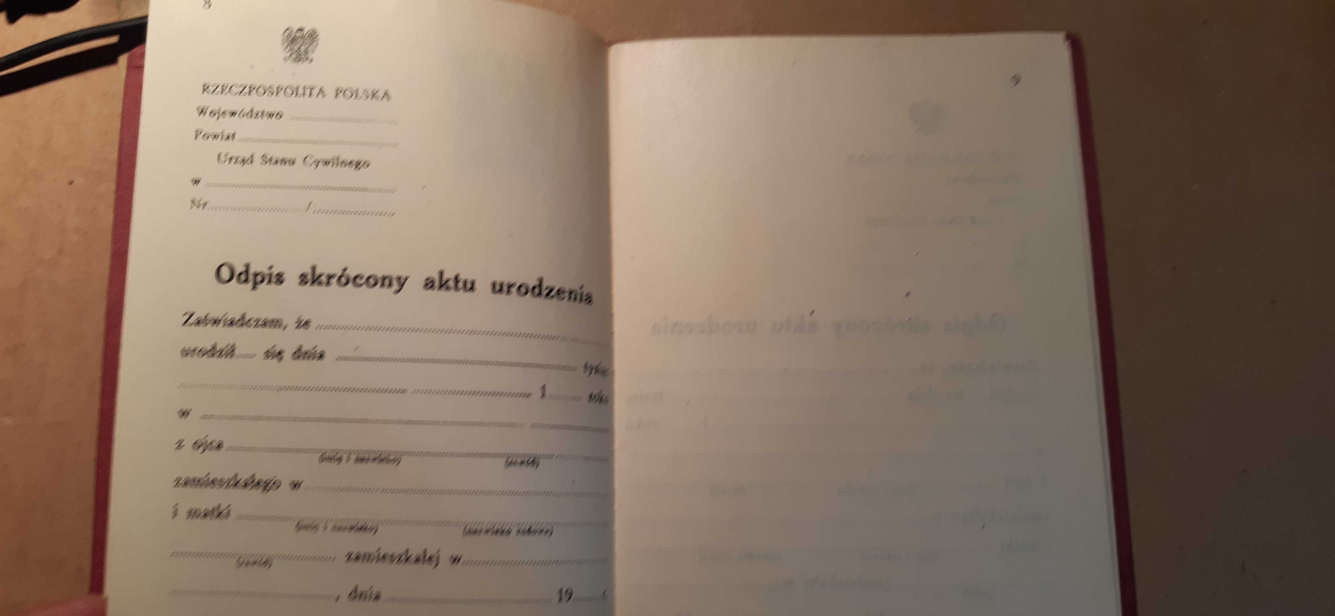 stara książeczka stanu cywilnego prl lata 50