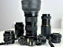 Canon A-1 + 5 obiektywów + akcesoria w walizce | Zestaw marzeń!