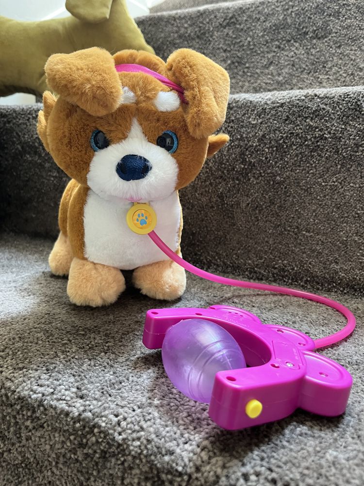 Интерактивная мягкая игрушка на пульте-поводке котик, собачка и щенок
