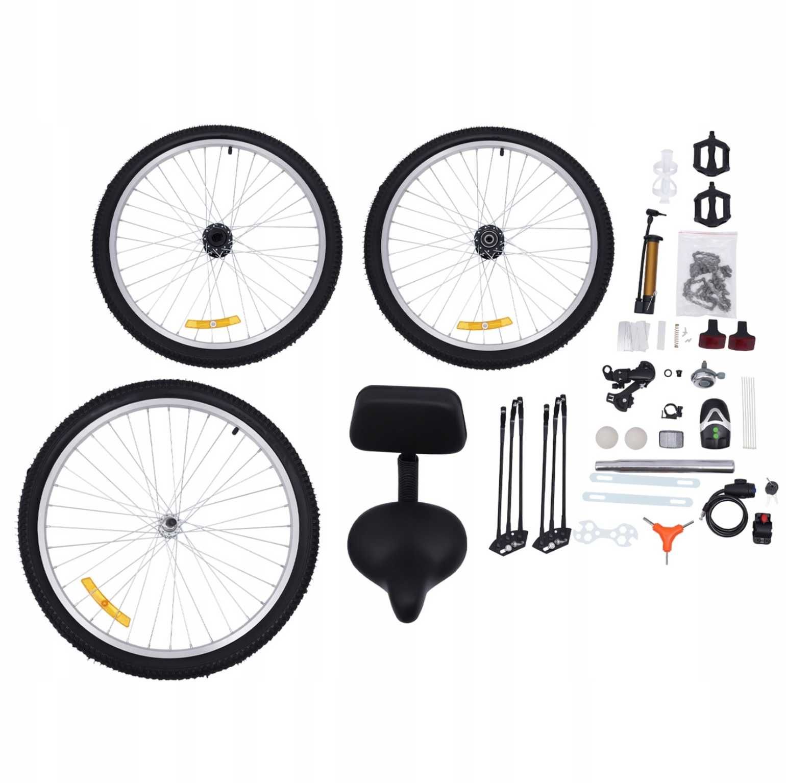 Stabilny trójkołowy rower 24" dla dorosłych – składany, czarny