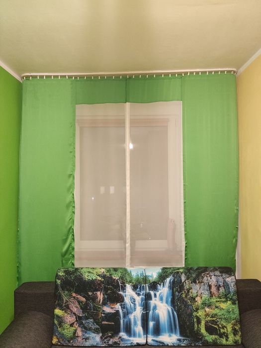 Firany + zasłony zielone. Ekrany