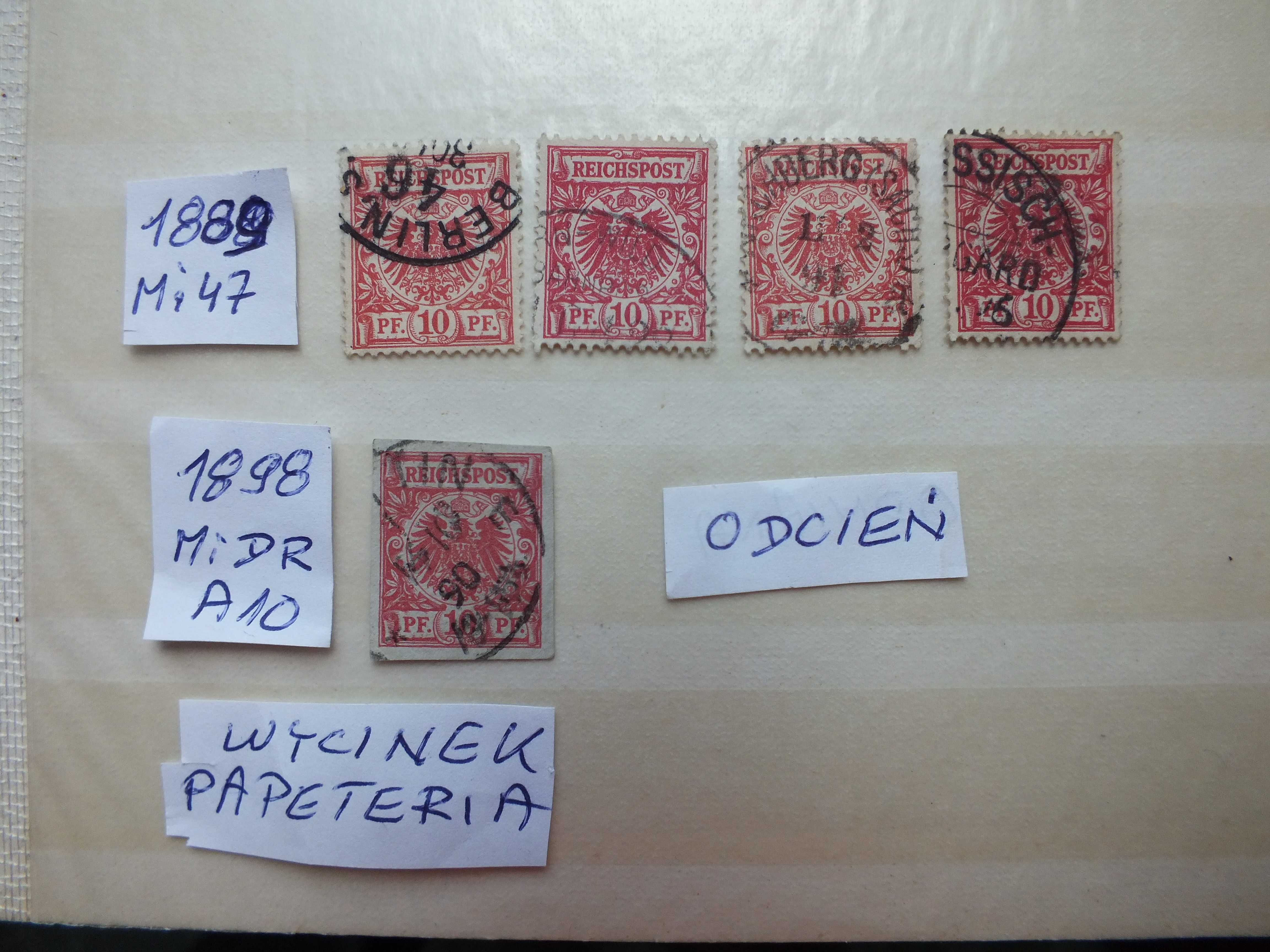 5szt. znaczki Mi47 odcień Niemcy 1889r. ORZEŁ papeteria Rzesza