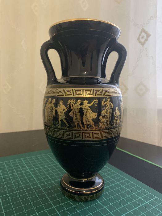 Ваза - Амфора Кобальт Позолота 24 Карата Фарфор Греция