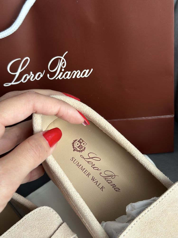 Лофери loro piana лоро піано пиано лоферы чорні  бежевые молочні