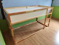 Cama reversível Ikea Kura, branco/pinho, 90x200 cm, com Colchão