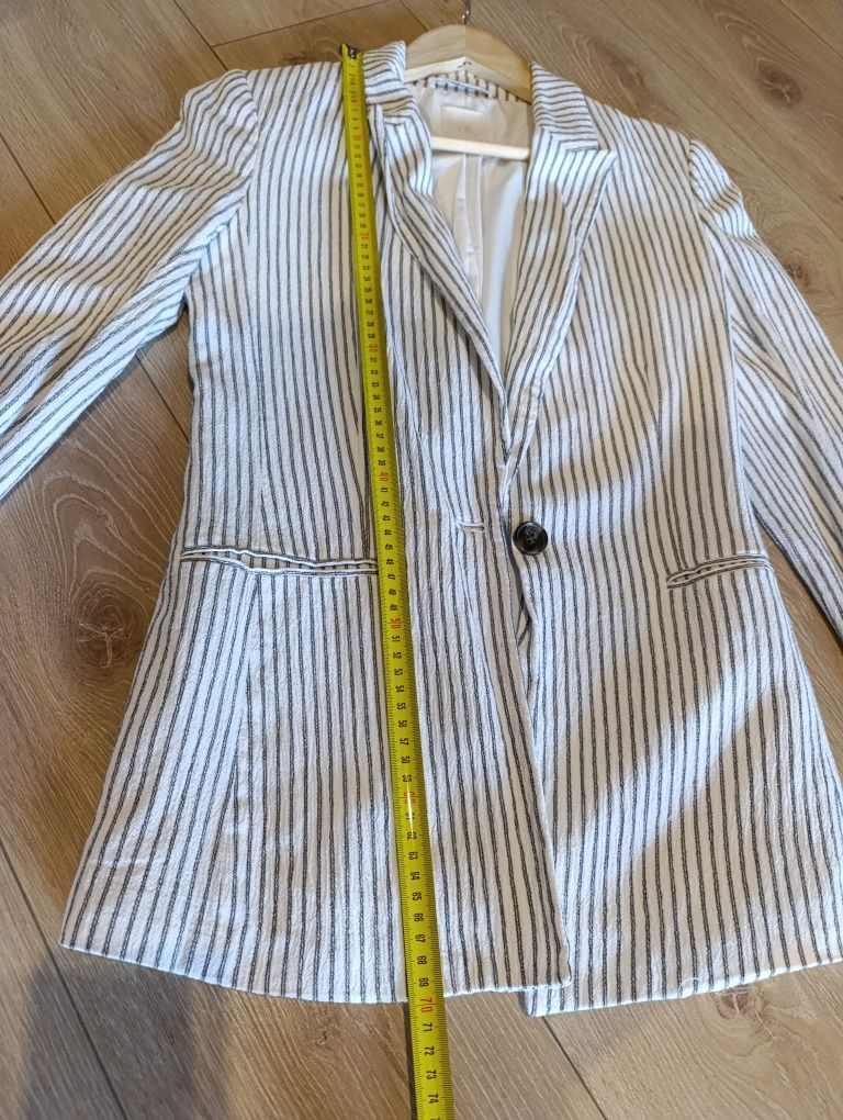 Marynarka żakiet H&M XS bawełna wiskoza w paski