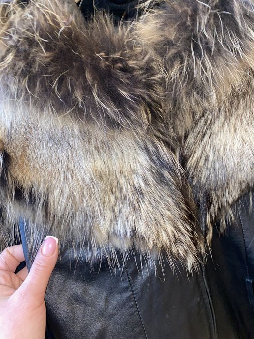 Куртка кожа , мех - волк ( 46 р, L)