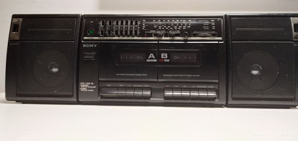 Wieża Sony radiomagnetofon bumbox CFS-W410 bass budowa wysyłka