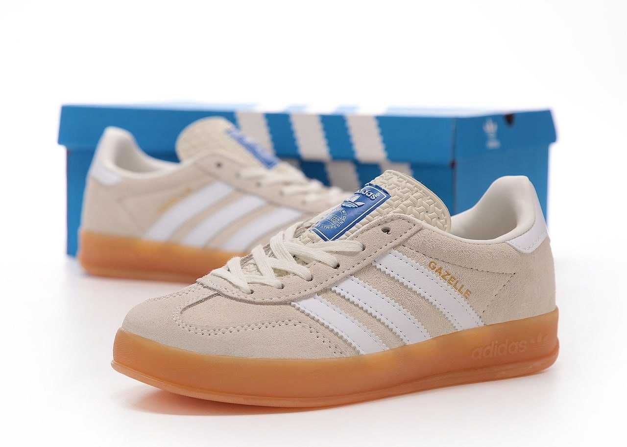 Женские кроссовки Adidas Gazelle Indoor Beige White 36-40 Новинка! Топ