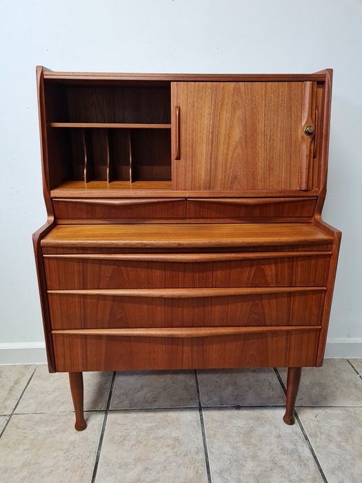 Sekretarzyk tekowy,biurko,duński design,Dania lata 60-70,mid-century