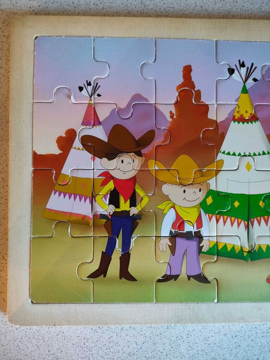 Drewniane puzzle, układanka, Bolek i Lolek, 24 elementy