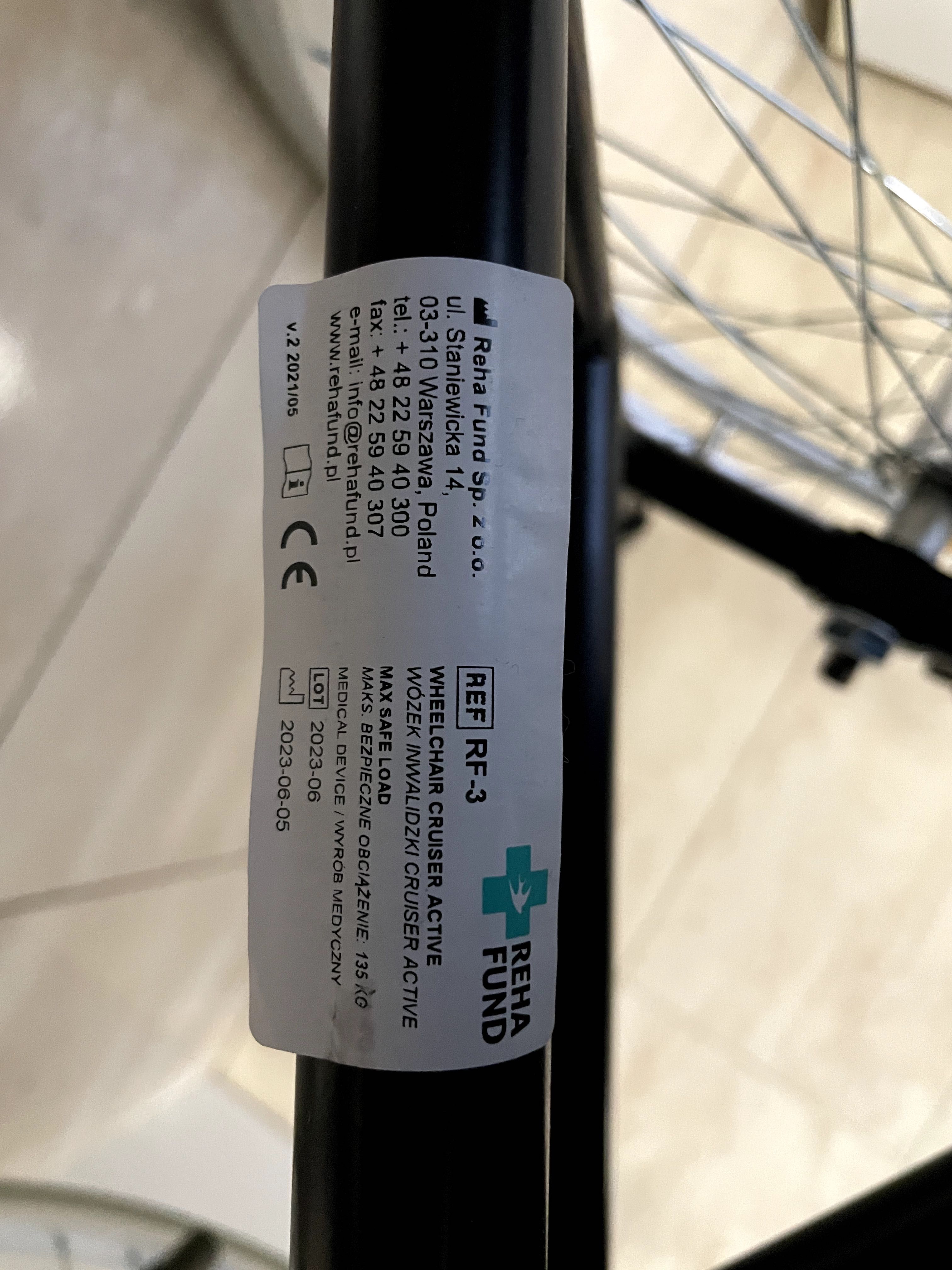 Wózek inwalidzki, składany. Reha Fund Cruiser Active. Jak Nowy!
