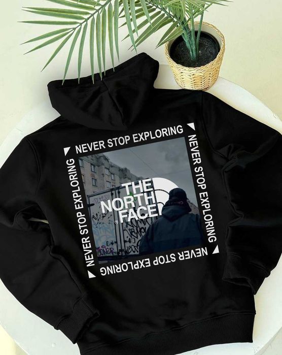 Черное Худи The North Face • Blue Leave • Чорне ТНФ • ХС-ХЛ