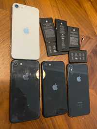 zestaw iPhone XS max, SE2 i 8 uszkodzone