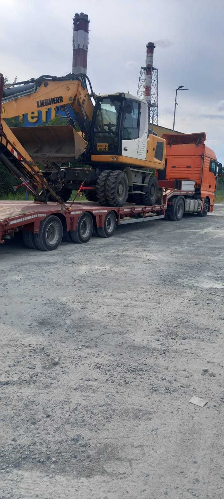 pomoc drogowa laweta transport maszyn koparek ciągników niskopodwozie