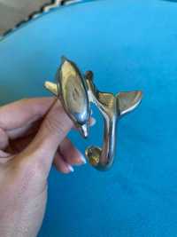 Nowa srebrna ciężka bransoletka delfin srebro 925 vintage