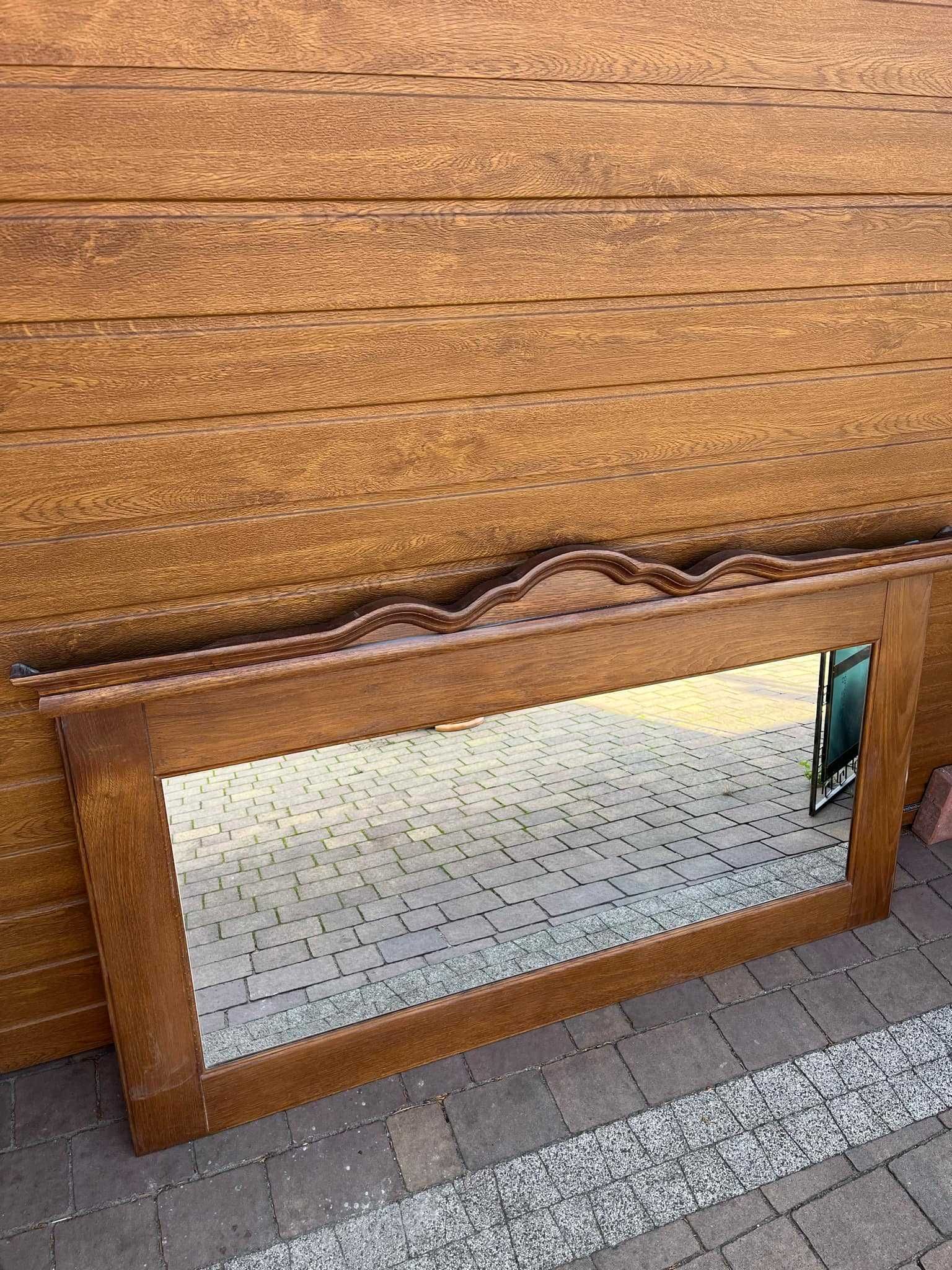 Zestaw dębowych mebli (2 komody, witryna, lustro)