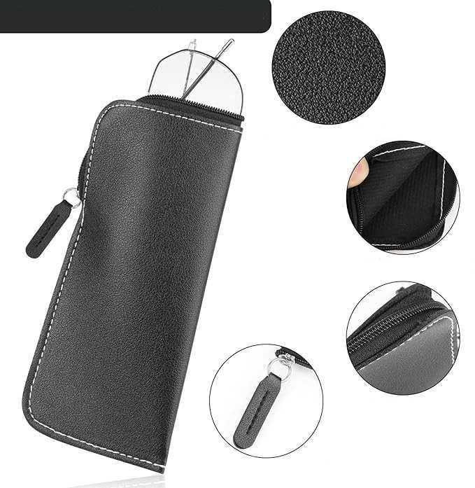 Skórzane Etui Na Okulary HIFOT Z Zamkiem Błyskawicznym Unisex 3 Sztuki