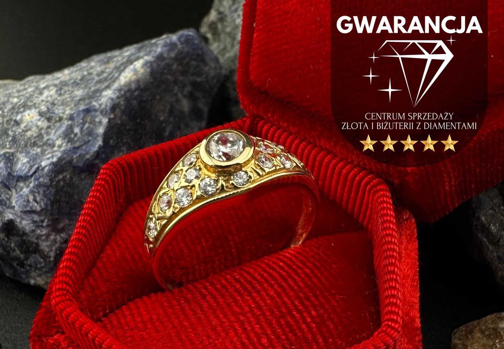 Złoty Stylowy Pierścionek z Cyrkonią | JAK NOWY | 585 | 3.25g