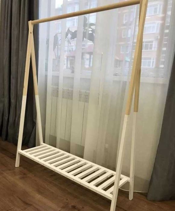 Вішалка стійка для одягу Рейл  Вешалка напольная для одежды деревянная