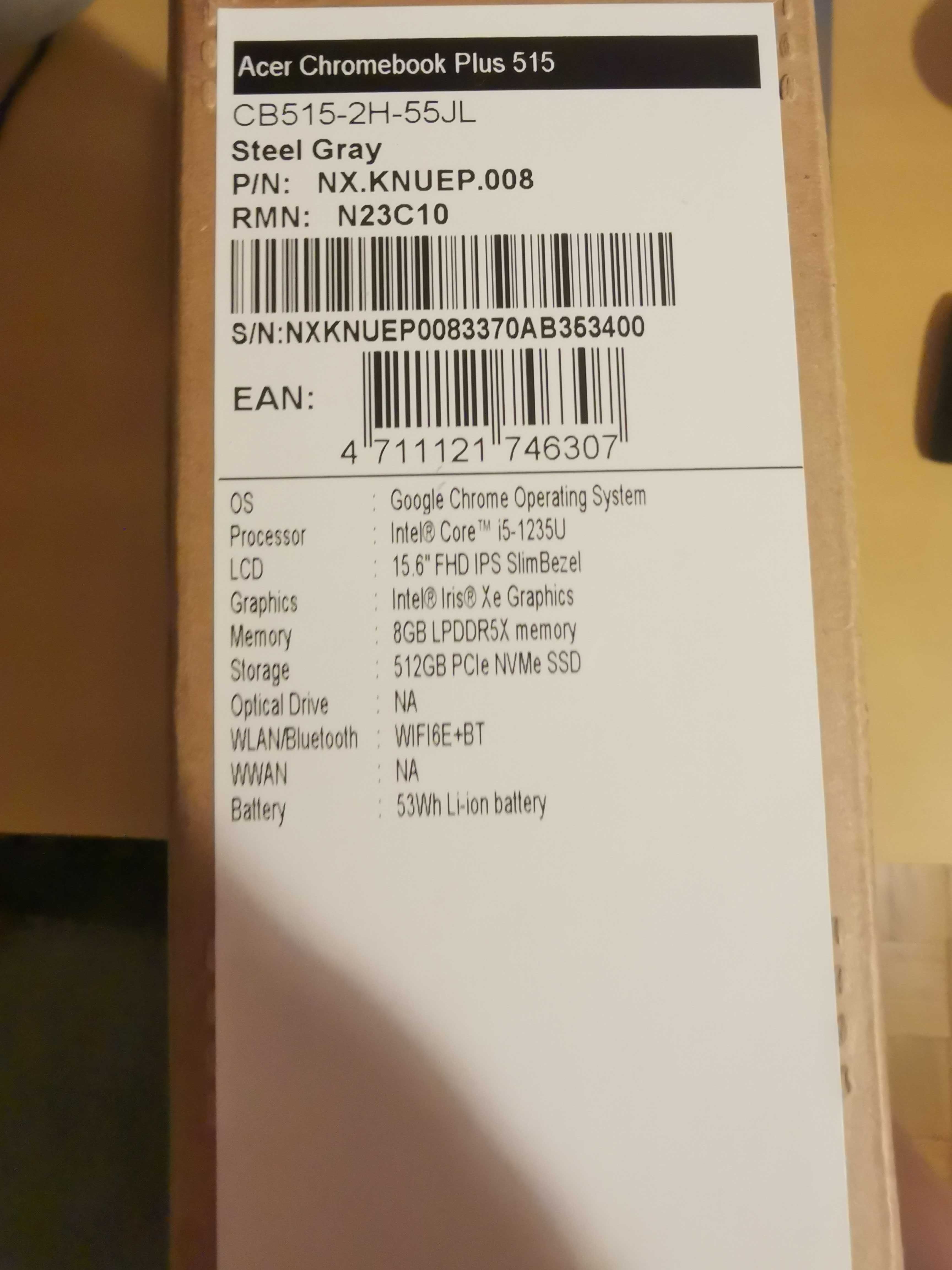 Laptop ACER Chromebook 515 plus