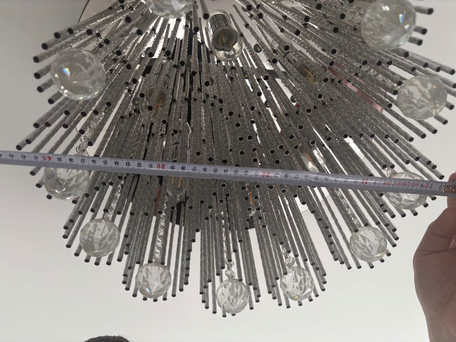 Piękna lampa wisząca Glamour srebrna do salonu kryształki,3barwypiękna