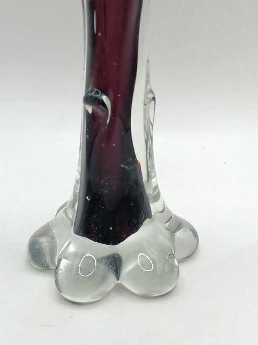 Wazon ametystów fioletowy z sękami szkło artystyczne