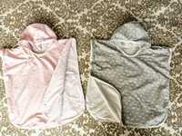 Пончо детское двусторонное с капюшоном Twins , серый и розовый.