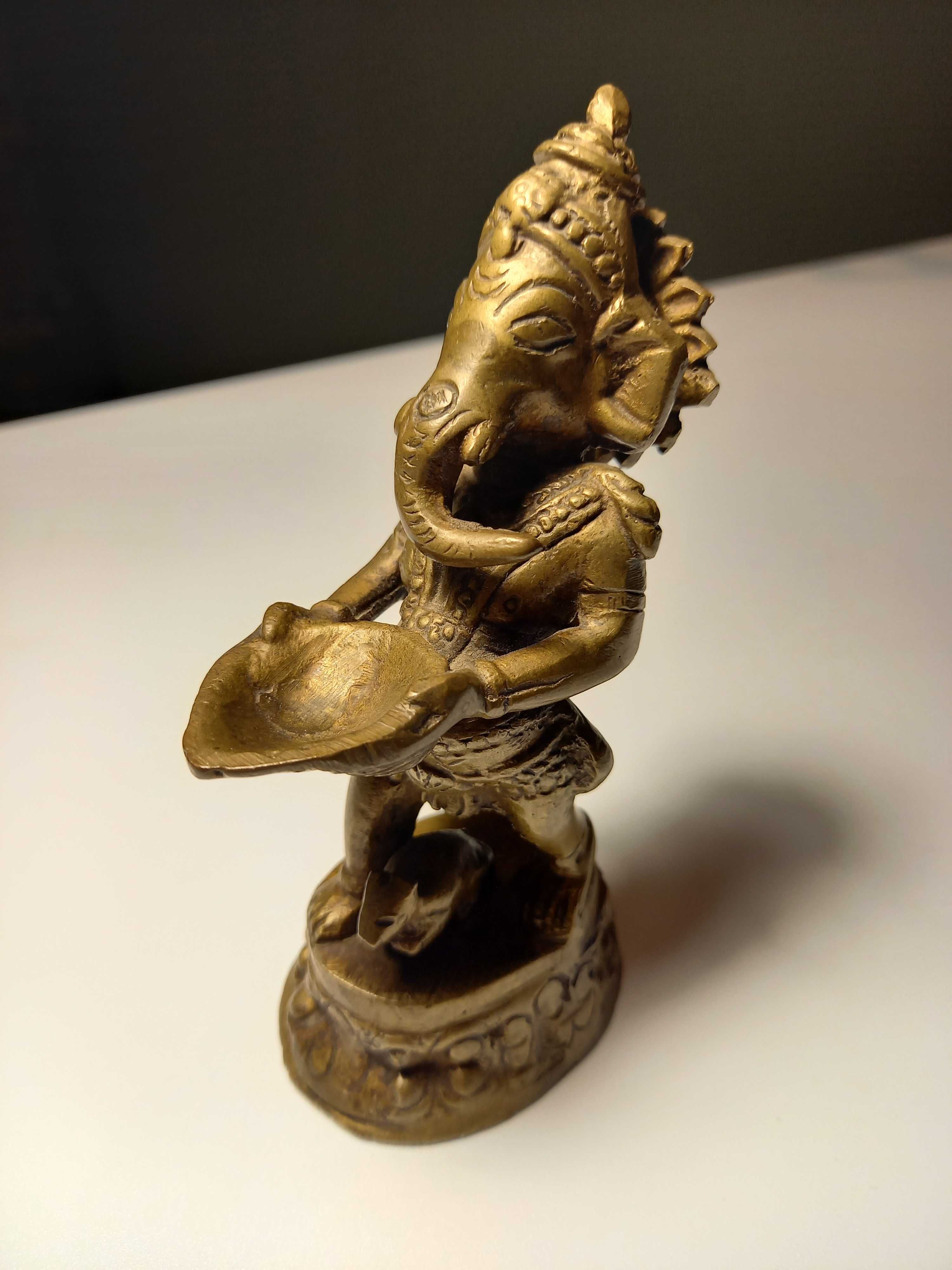 Figurka hinduskiego boga GANESHA 14 cm mosiężna solidna
