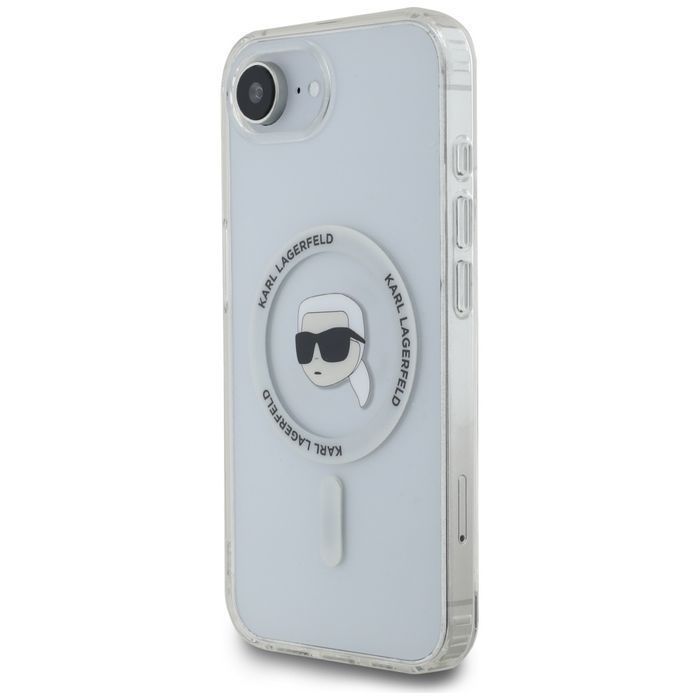 Etui KARL LAGERFELD IML Metal Karl Head MagSafe do Iphone 16e biały