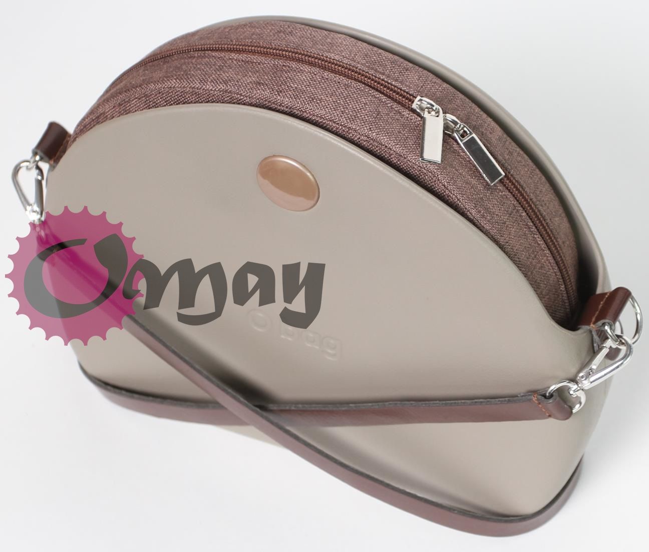Brązowy organizer do OBAG MOON LIGHT len splot 2 kieszenie wkład OMAY