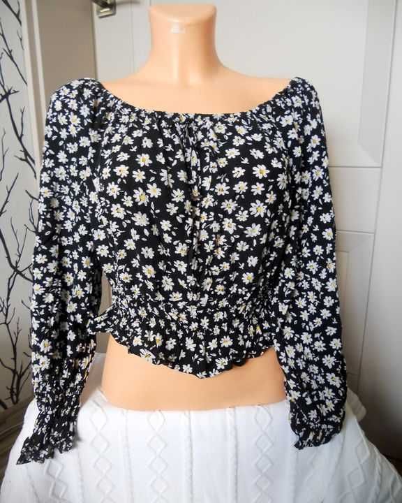 H&M Bluzka damska kwiaty marszczenia 38 M #214RK
