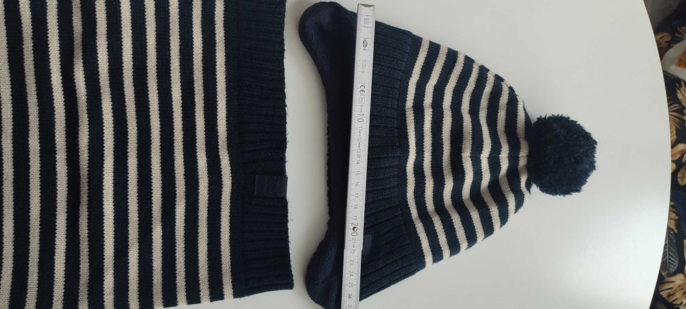 H&M 110/128 4-8 l. czapka + komin Komplet Chłopięcy w paseczki