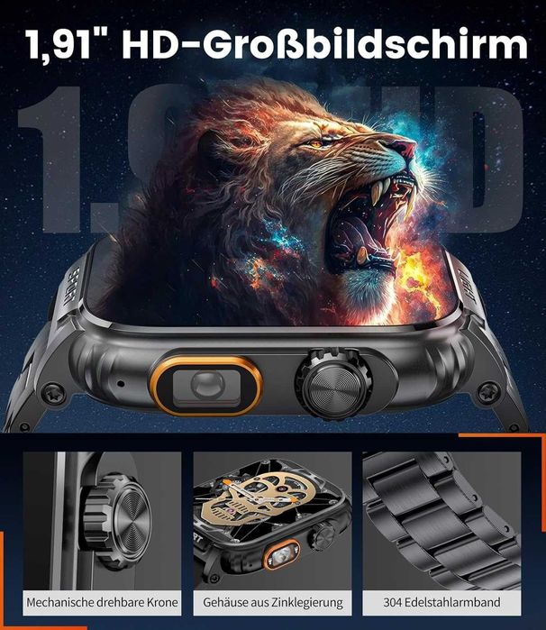 Smartwatch sportowy Lige FV3 latarka LED Sport Mierniki 1,91" 2 paski