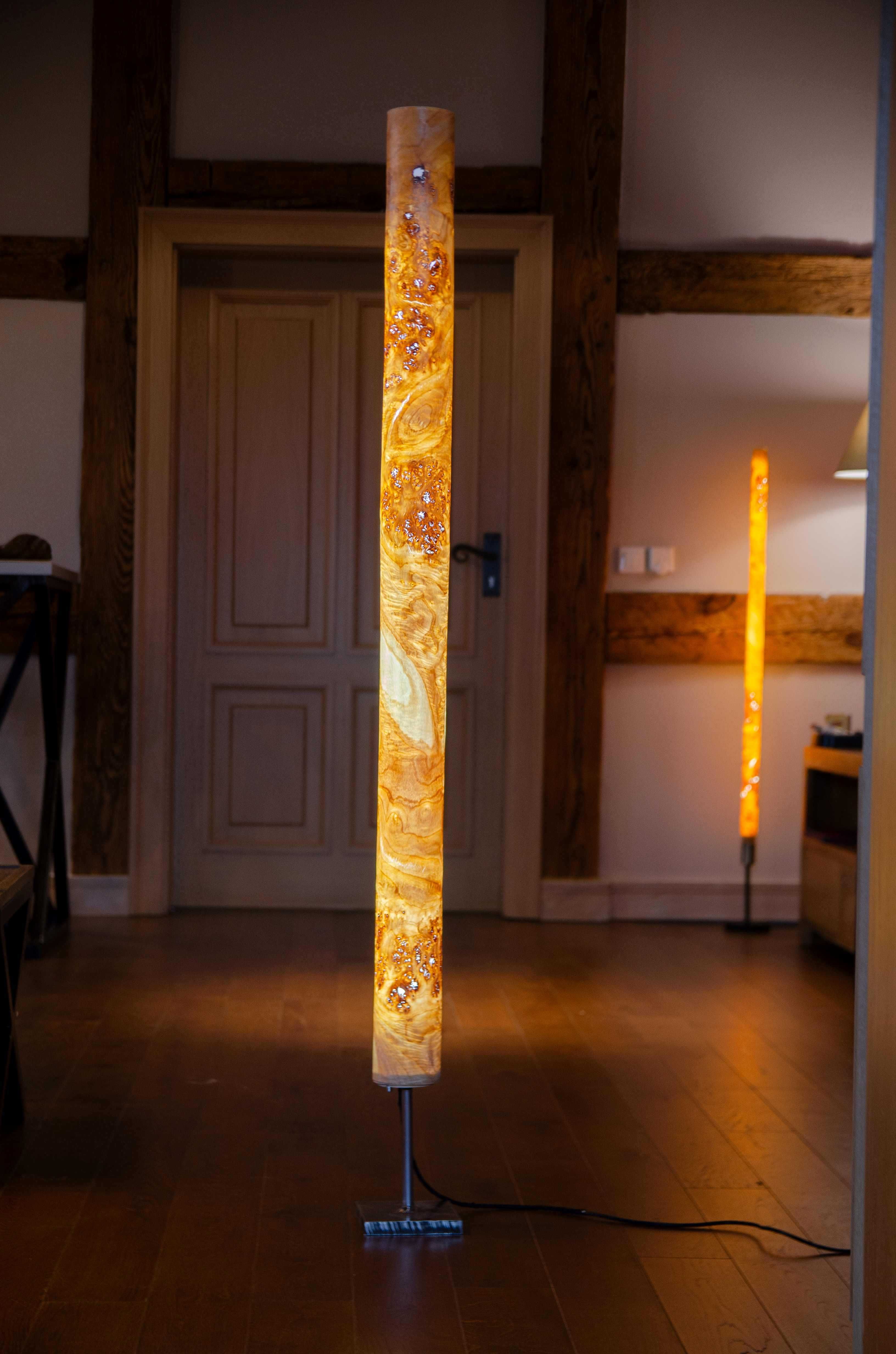 Lampa Podłogowa Golden Mara 160 cm Drewniana Fornir topola czeczot