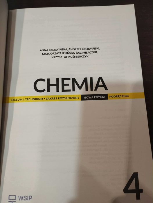 Chemia podręcznik. WSIP, część 4, zakres rozszerzony
