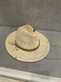 Шляпа федора рафія жіноча з перлинами і ланцюгом