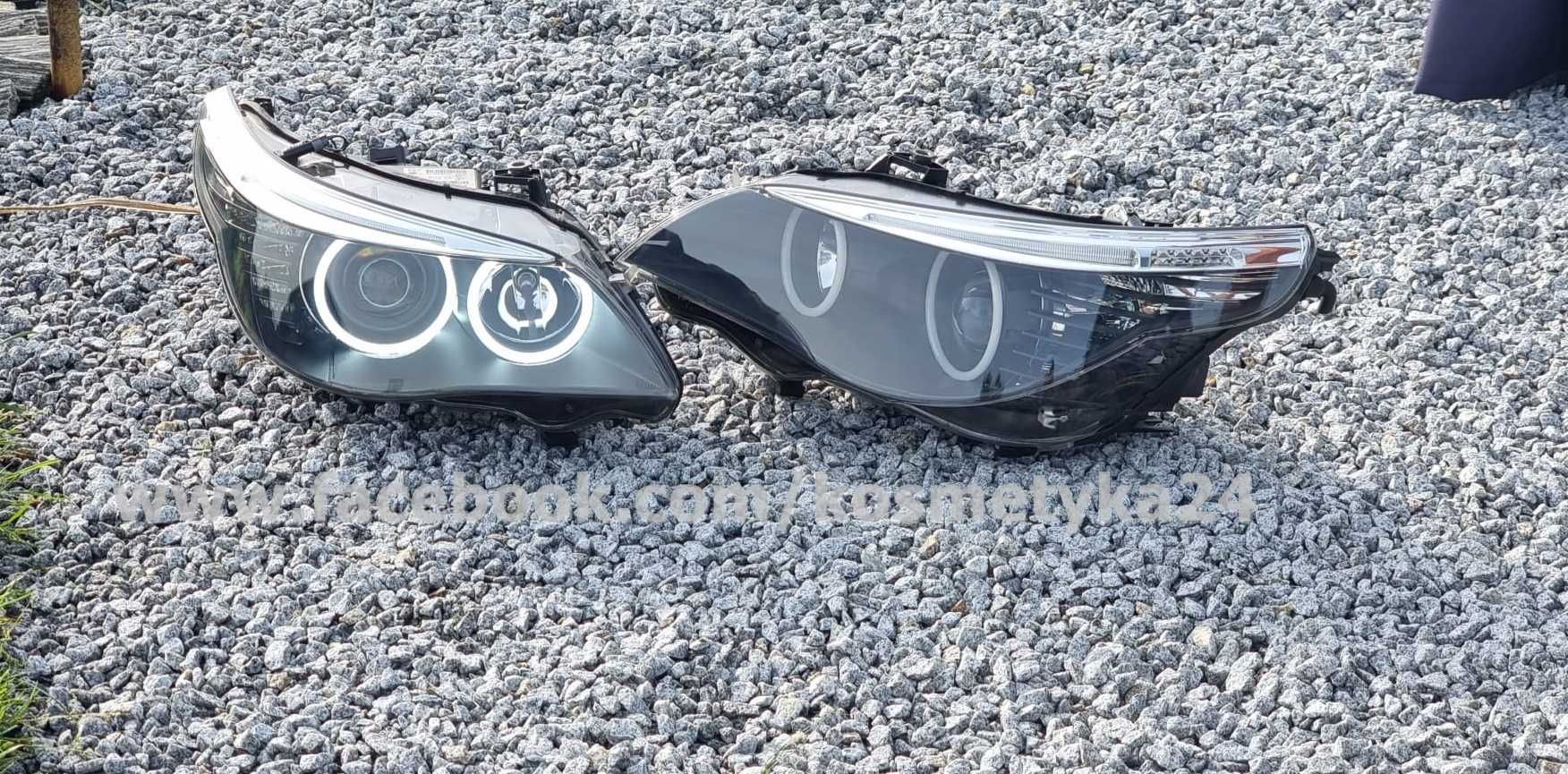 Reflektory lampy HELLA BMW E60 E61 Bi- Led ringi Cotton regenerowane