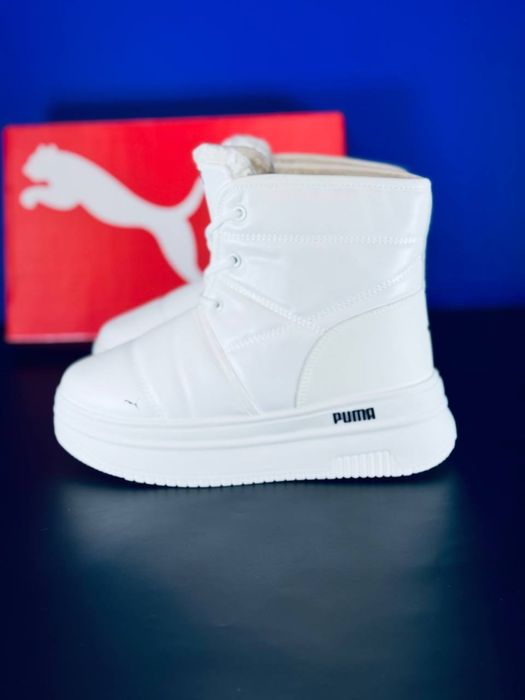 Дутики Puma Ultra White / Кожаные дутики белые Пума / Дутиши білі Пума