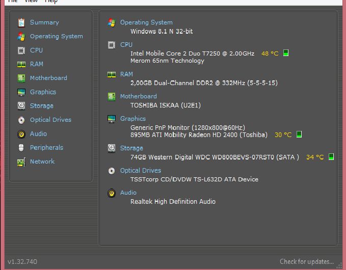 Toshiba A200-1C3 usado